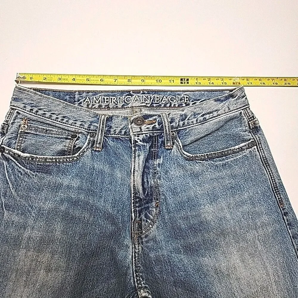 American Eagle Jeans Relaxed Men Sz 31 x 32 Cotton Light Wash Distressed Pants